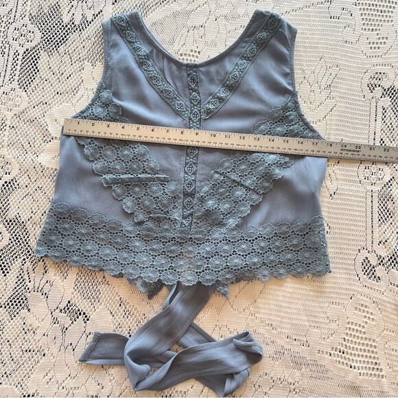 Self Esteem sage Green crochet Trimmed Top w/ cute bow behind women's XL - Picture 9 of 11